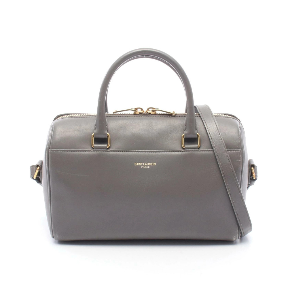Saint Laurent Paris Baby Duffle Handbag Leather Gray